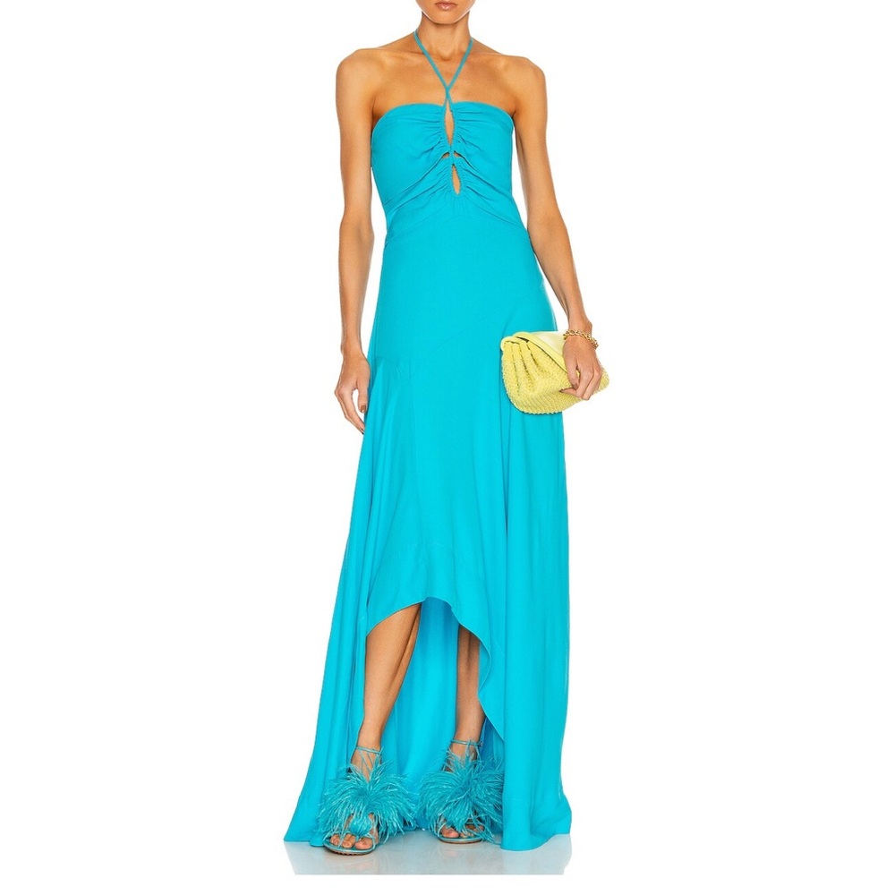 PatBo Elegant Blue Halter Maxi Dress
